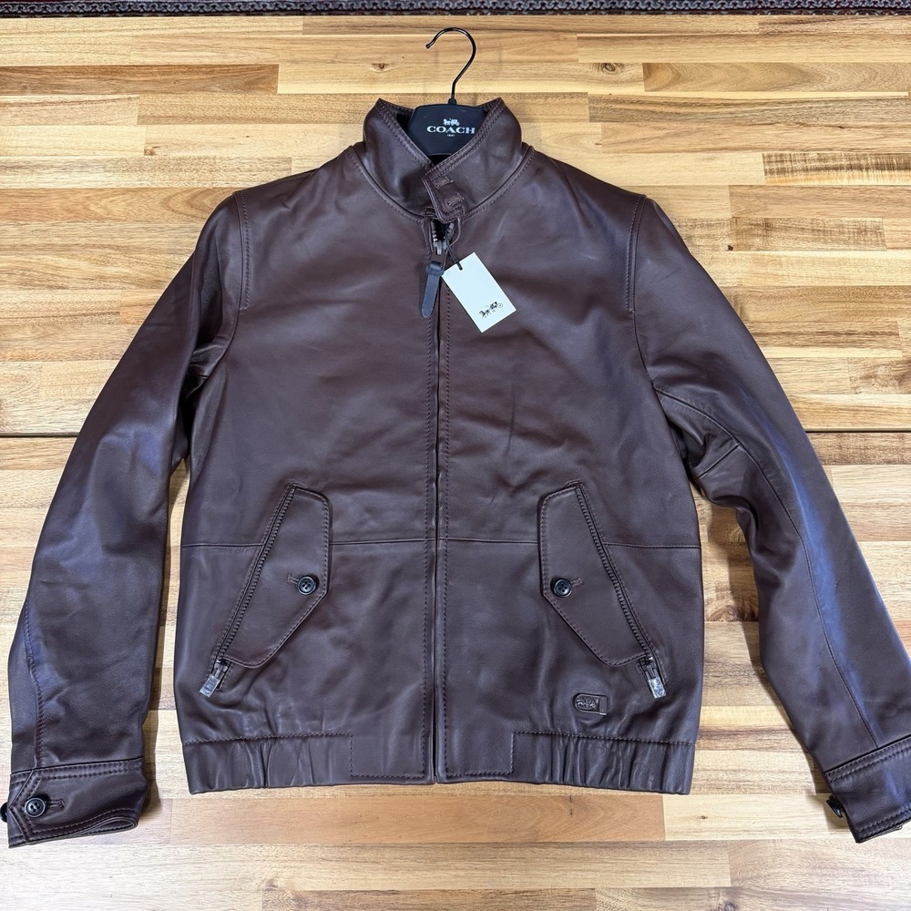 NWT Coach 93845 Men's Size 46 S Espresso Brown Sheep Leather Jacket $995 MSRP